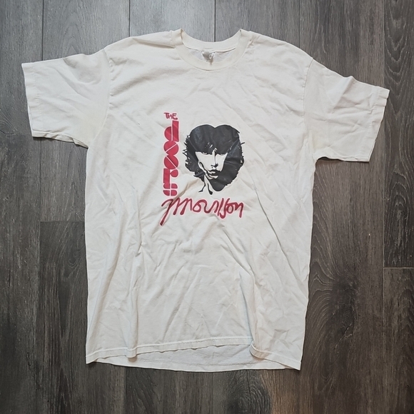 Vintage Jim Morrison The Doors White Cotton T-Shirt Single Stitch Size XL - Picture 1 of 5